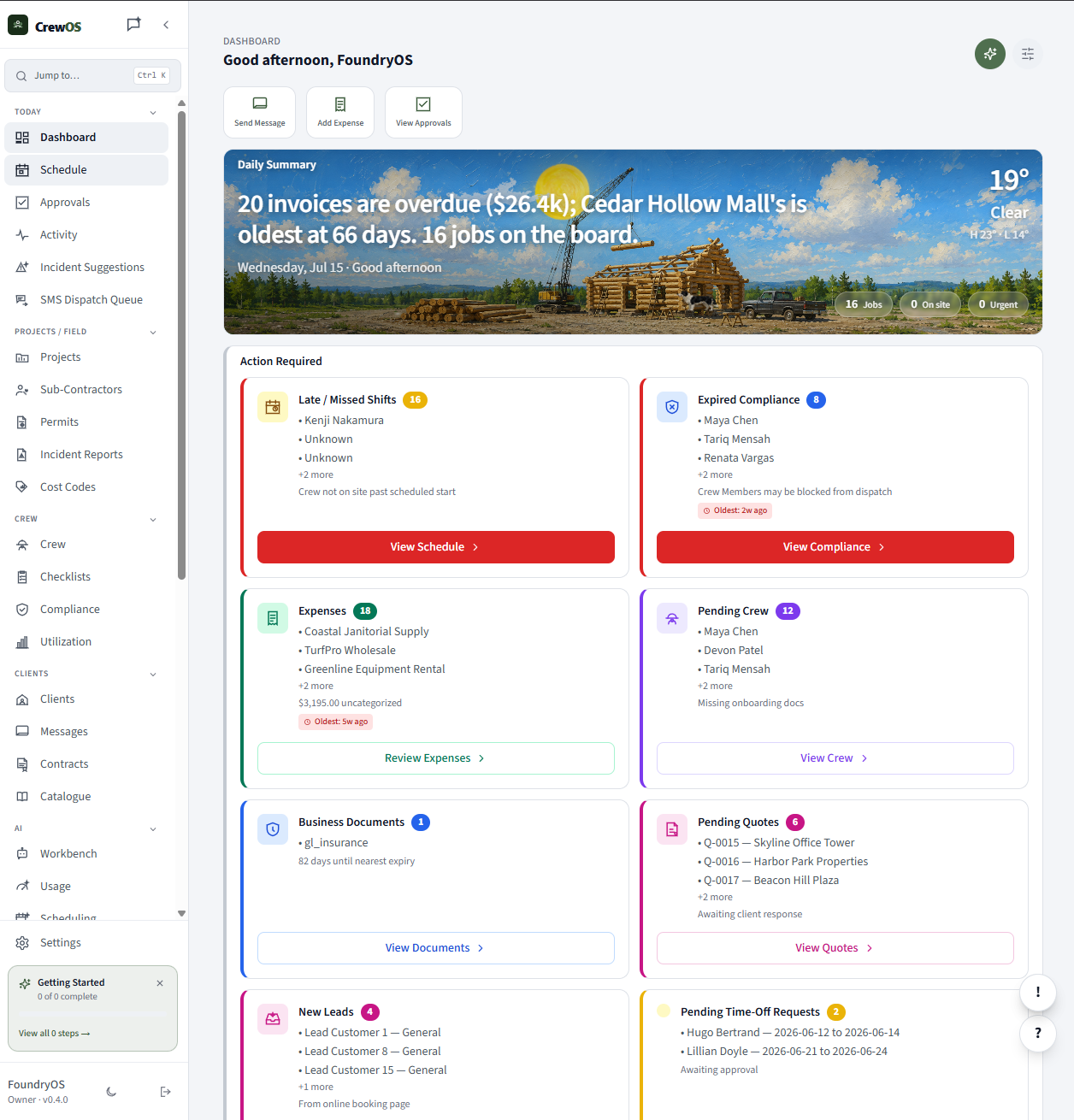 CrewOS owner dashboard