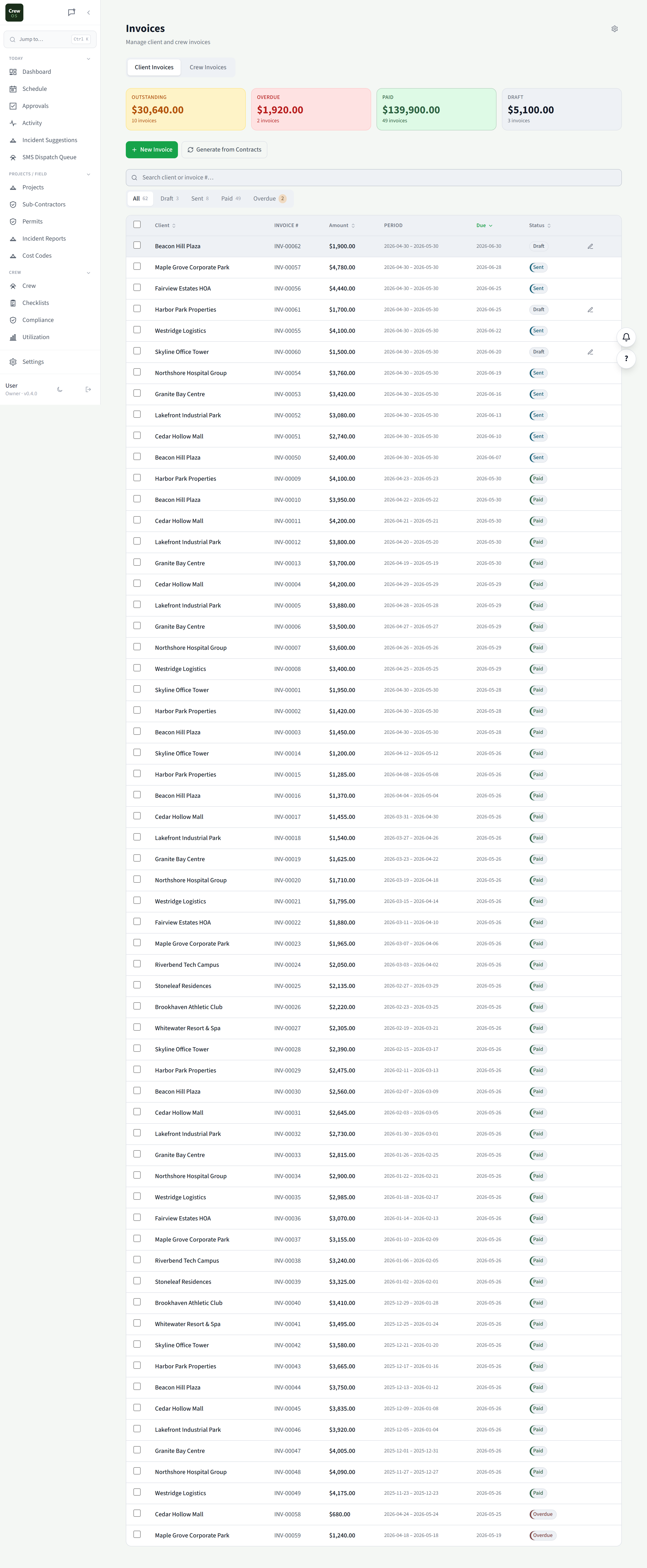 CrewOS Invoices
