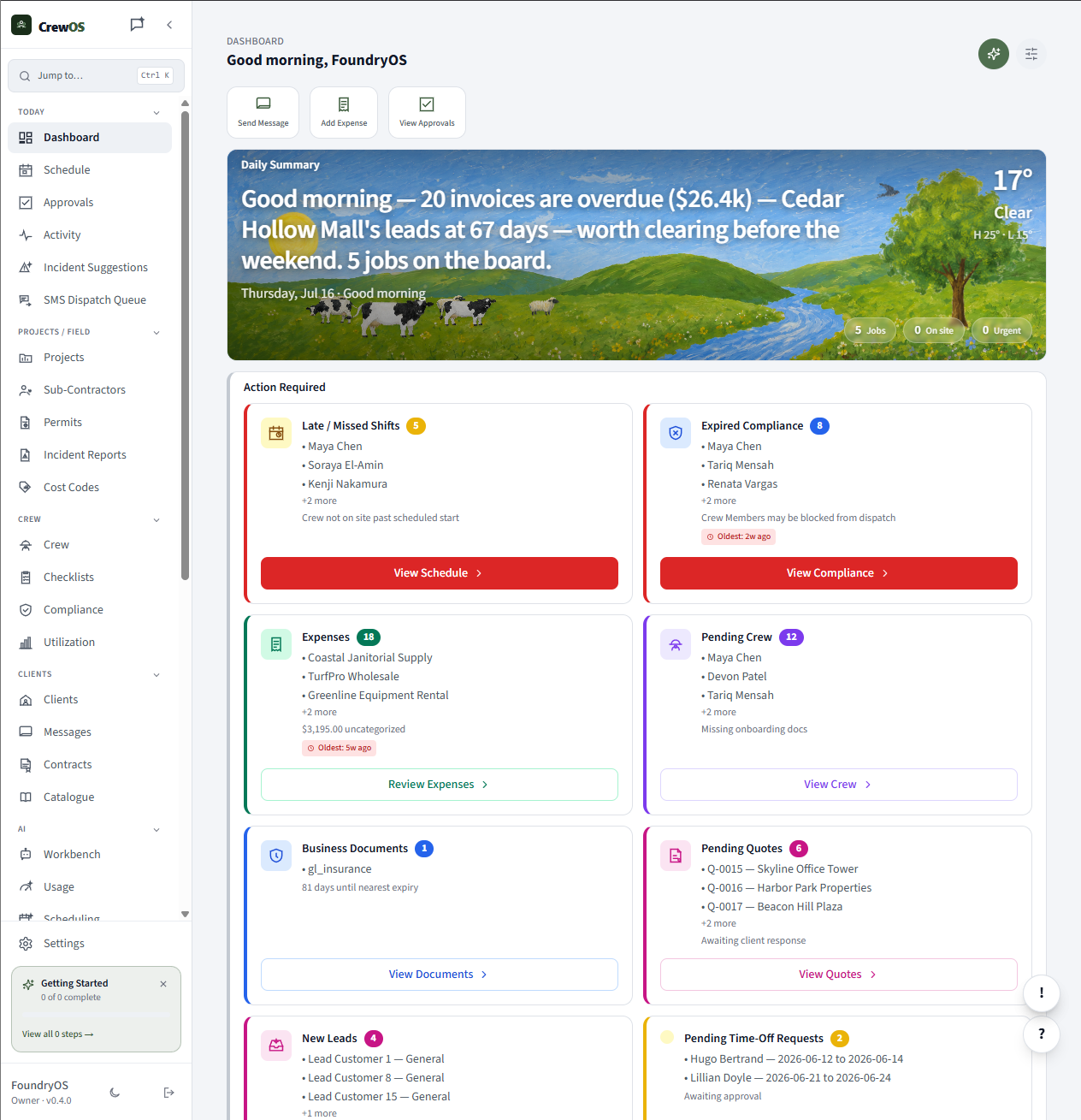 CrewOS owner dashboard