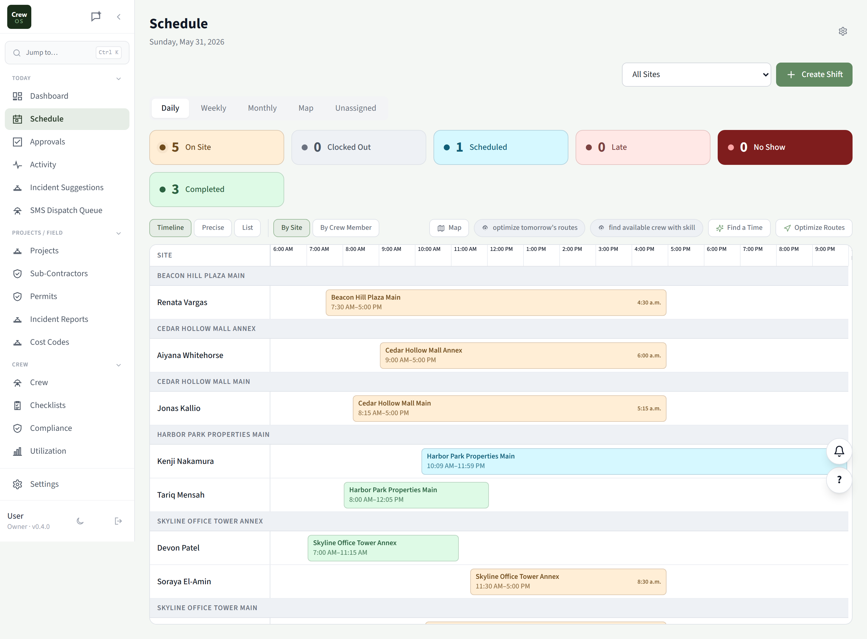 CrewOS Scheduling