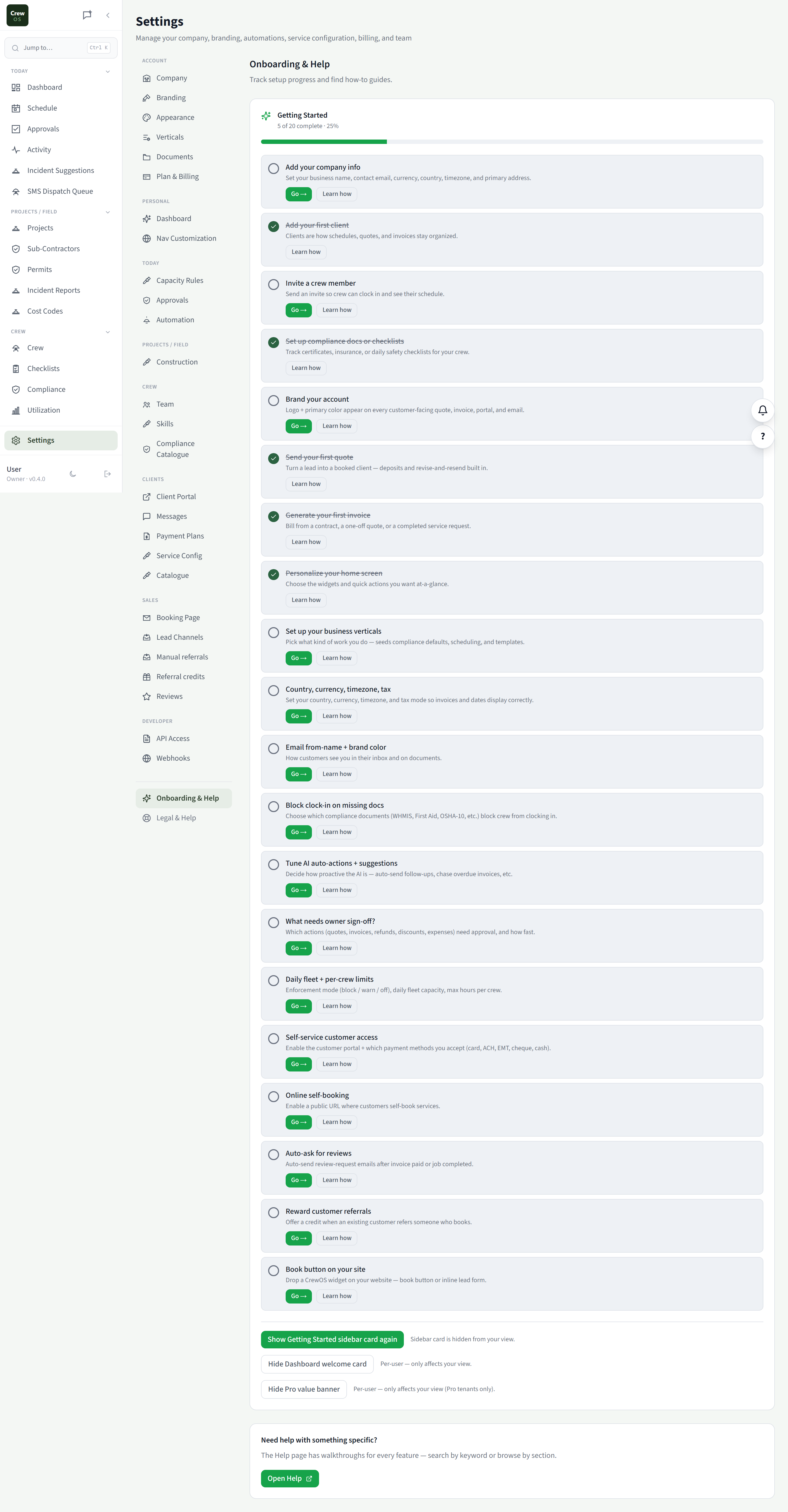 CrewOS Onboarding & Help